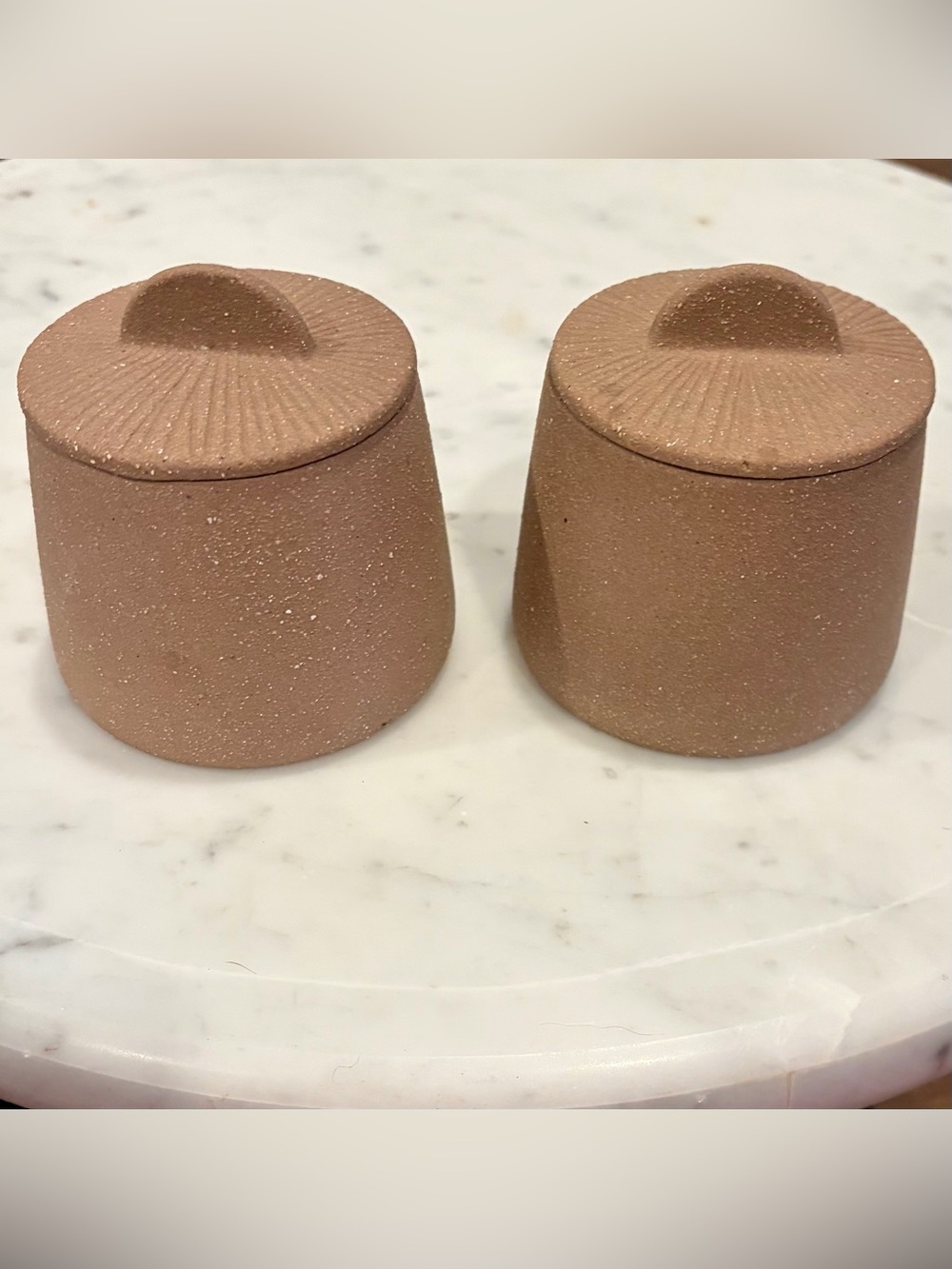 New! Set of 2 Citrine Spice Jars, Terra Cotta, Dishwasher Safe